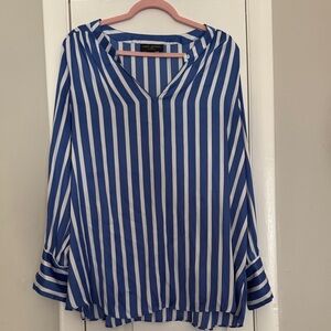Blue and White Striped Blouse